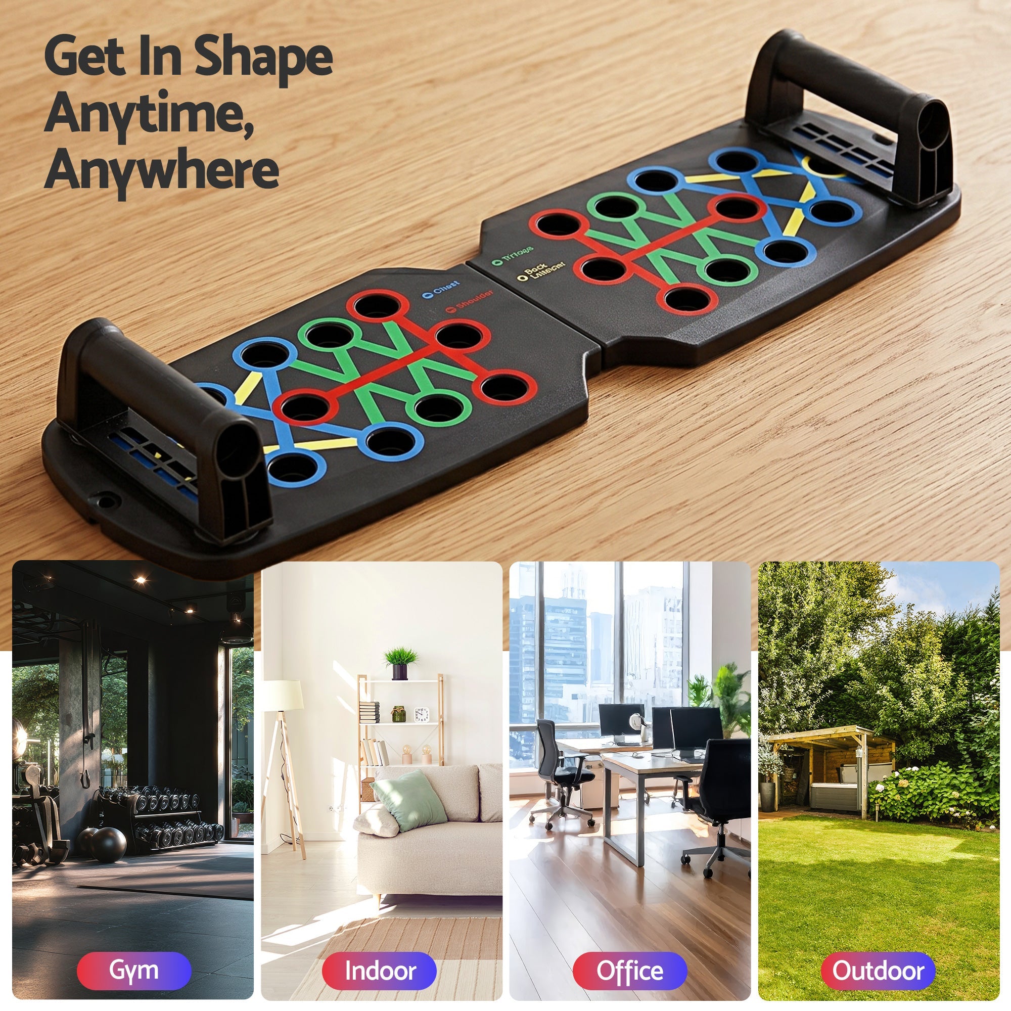 Everfit Push Up Board Home Gym Multi Function Workout Rack Black