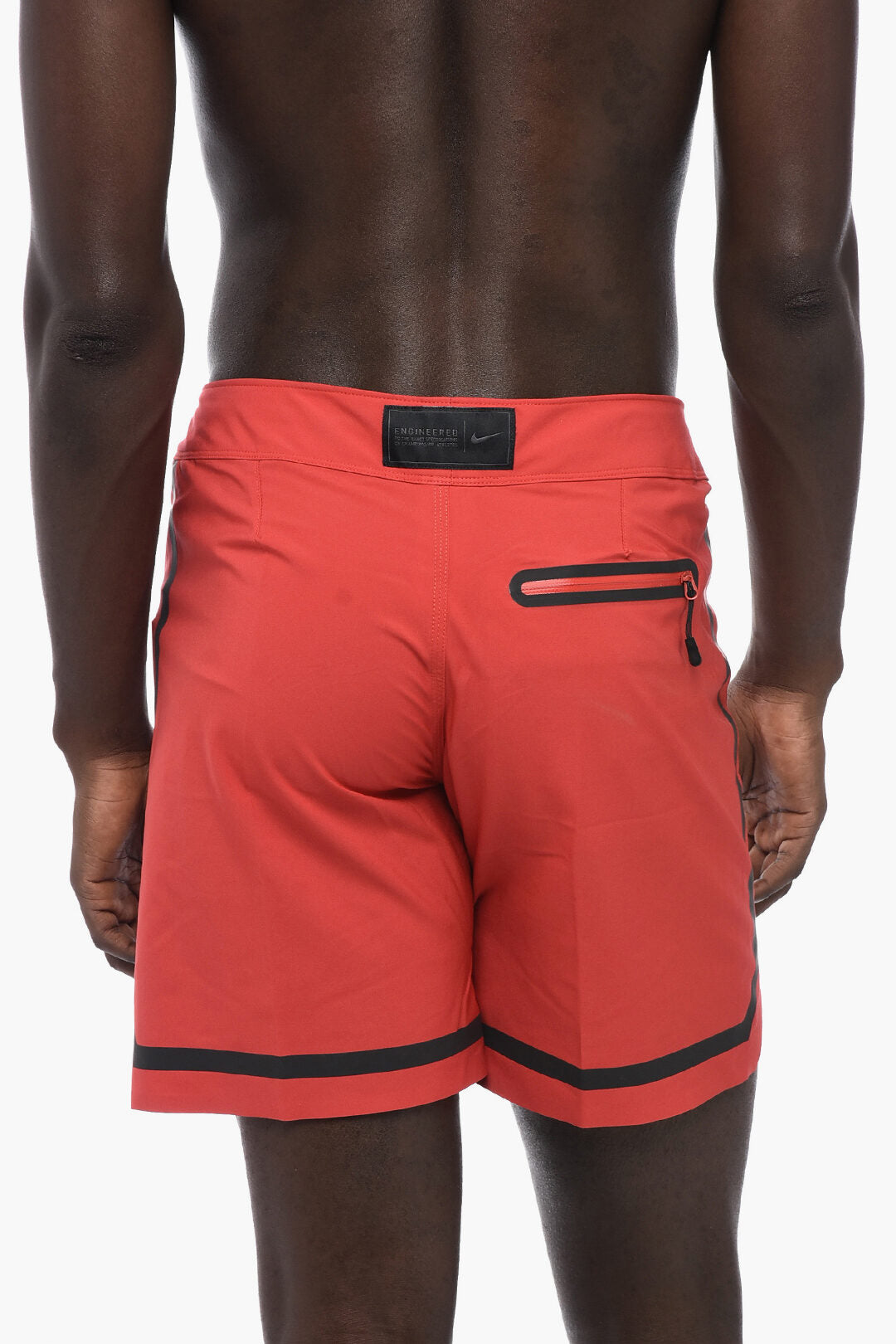 Stretch Fabric Boxer Swim Shorts with Contrast Details