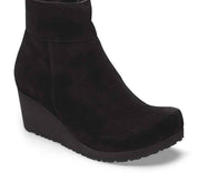 Women's Ebba Side Zip Cork Wedge Boot In Black