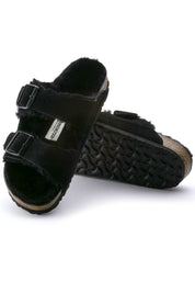 Unisex Arizona Shearling Suede Sandals In Black