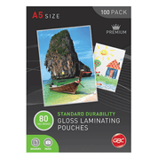 5 Pack GBC Laminating Pouch 80 Micron A5 (Clear) [Pack 100]