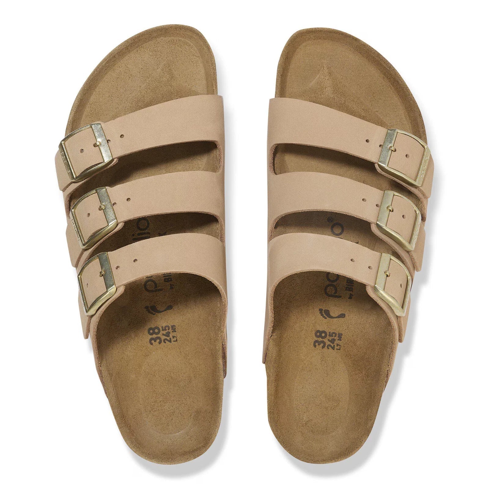 Men's Birkenstock Florida 1029760 Sandals Beige Nubuck Leather Platform HAWK1317