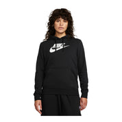 WOMENS NIKE SPORTSWEAR CLUB FLEECE LOGO PULLOVER HOODIE_BLACK/WHITE