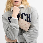 Coach Outlet Corner Zip Wristlet In Signature Canvas With Floral Print