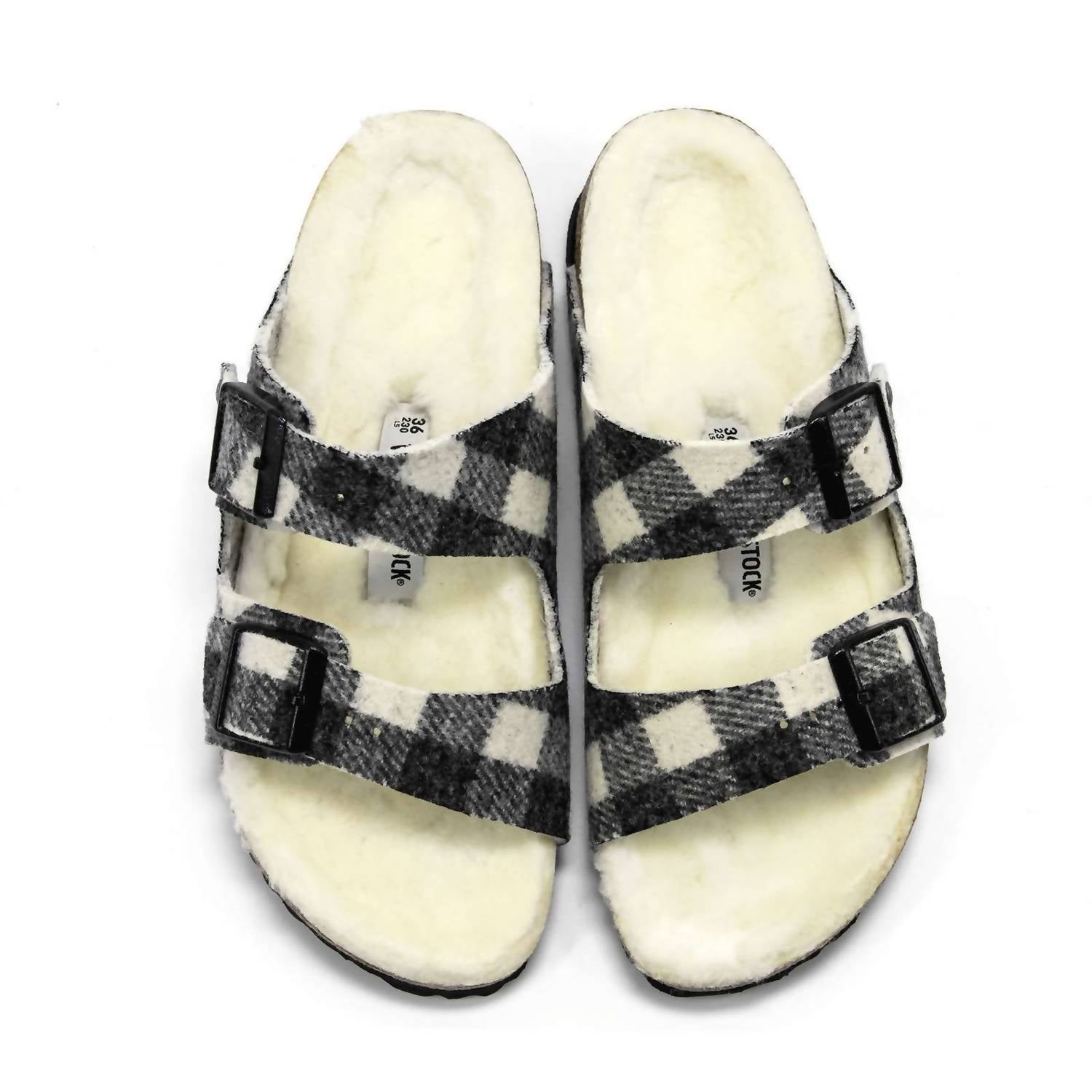 Men's Arizona Rivet Wool Felt Sandals In Plaid White