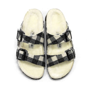 Men's Arizona Rivet Wool Felt Sandals In Plaid White