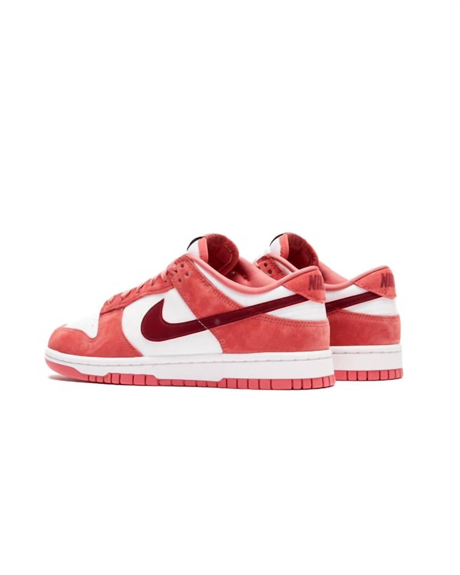 Women's Dunk Low Sneakers In White / Team Red-Adobe-Dragon Red
