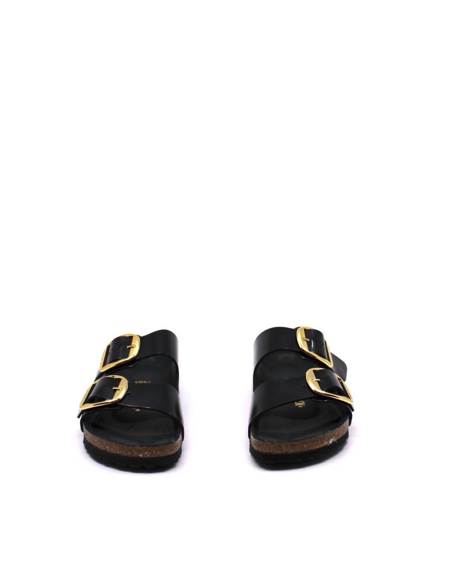Women's Arizona Big Buckle Narrow Sandal In High Shine Black