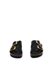 Women's Arizona Big Buckle Narrow Sandal In High Shine Black