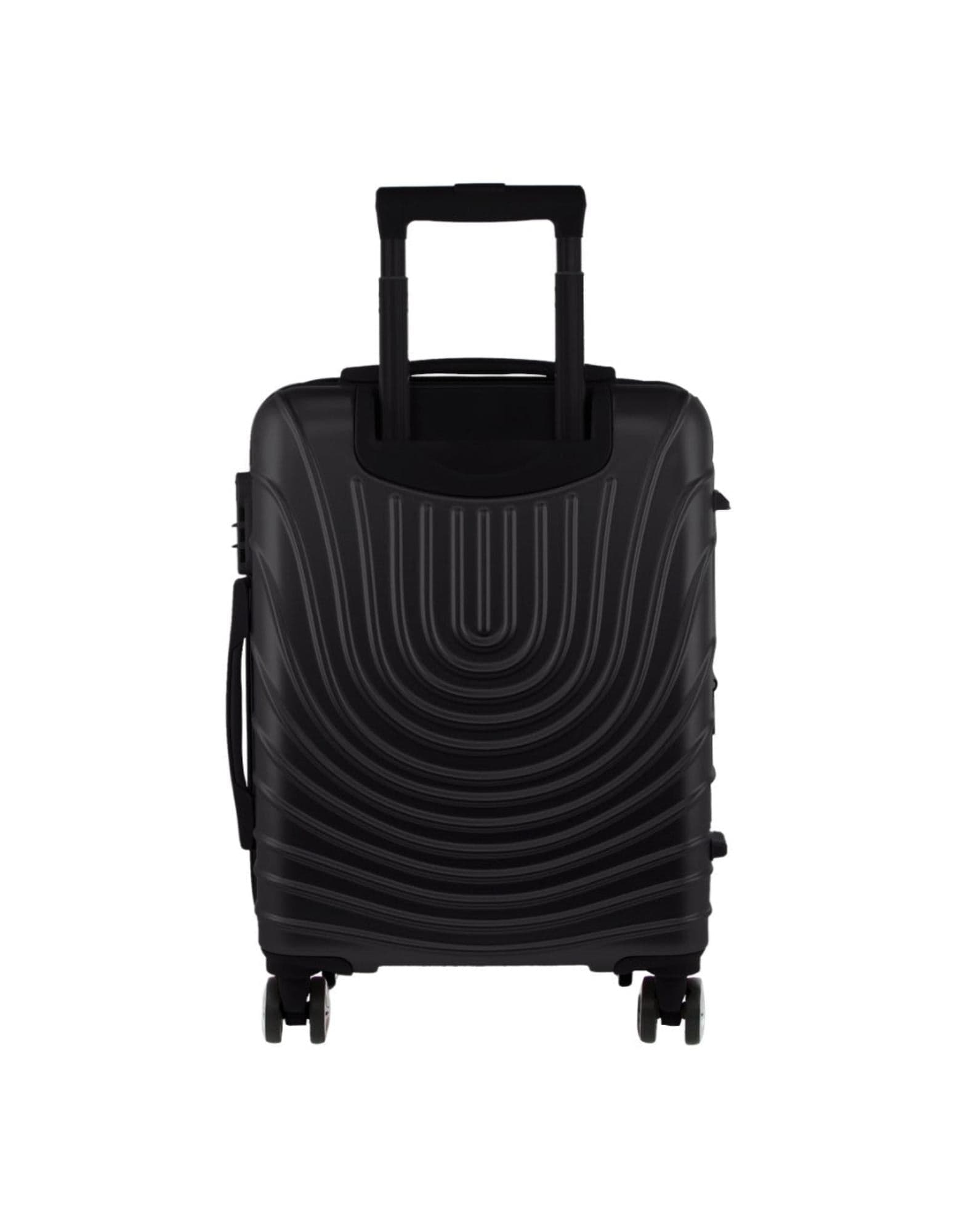 2pc Pierre Cardin Large Hard-Shell Suitcase & Cabin Set Luggage Tag Black