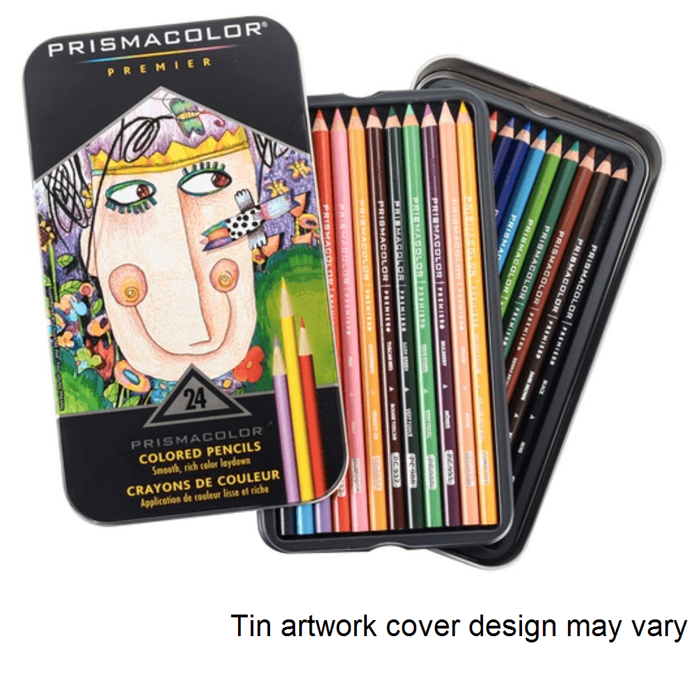 24 Prismacolor Premier Colour Pencils Tin Soft Core Coloured Set