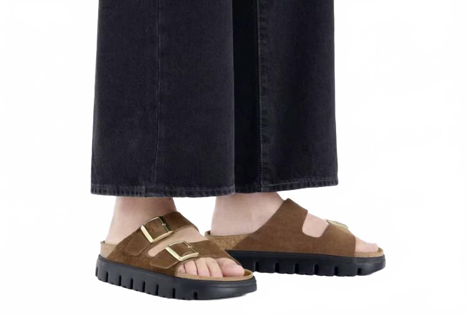 Women's Papillio Arizona Chunky Suede Leather Sandals In Dark Tea