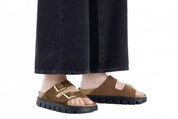 Women's Papillio Arizona Chunky Suede Leather Sandals In Dark Tea