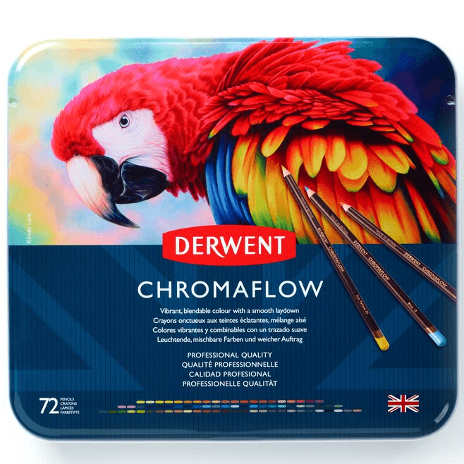 72 Derwent ChromaFlow Coloured Artists Pencils Tin Set Professional