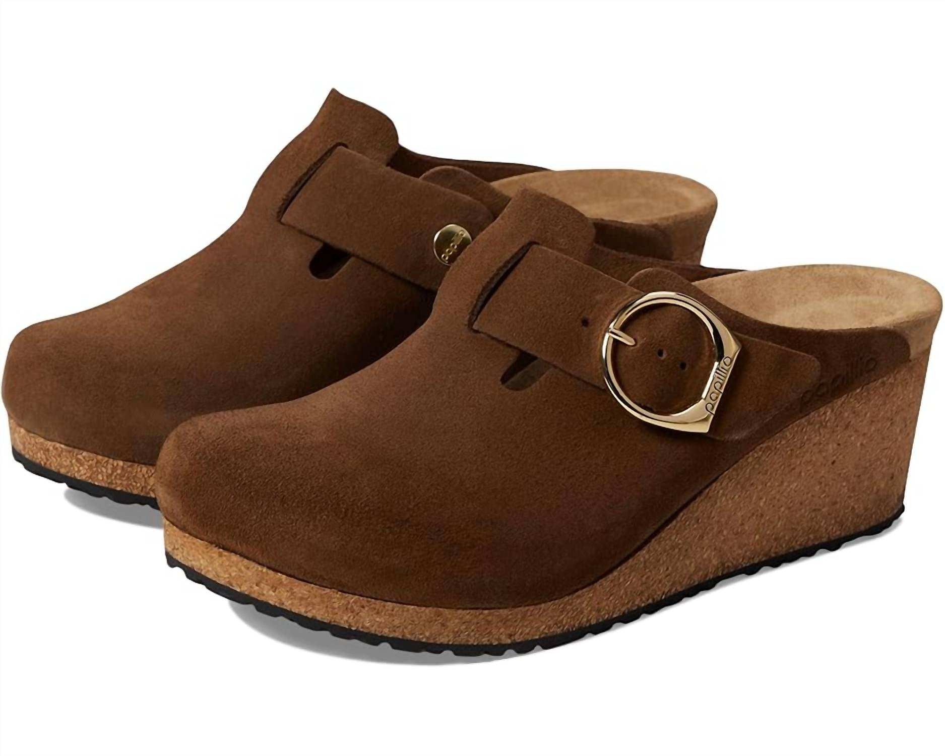 Women's Fanny Ring-Buckle Wedge In Dark Tea