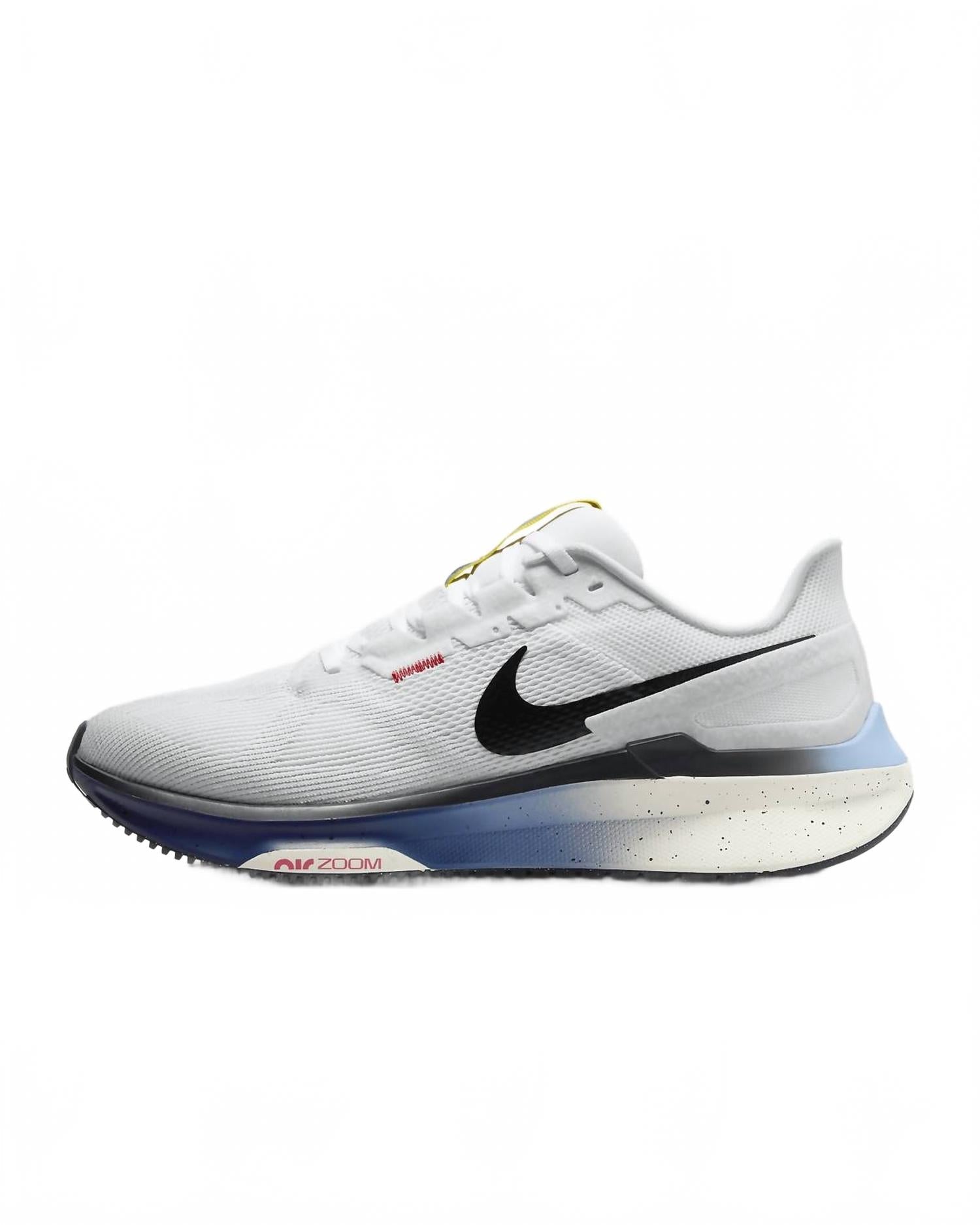 Men Air Zoom Structure 25 Road Running Shoes In White/speed Yellow/speed Red/black