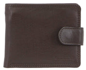 Milleni Men's Leather Tab Cash/Card RFID Protected Wallet 11x9.5cm Brown