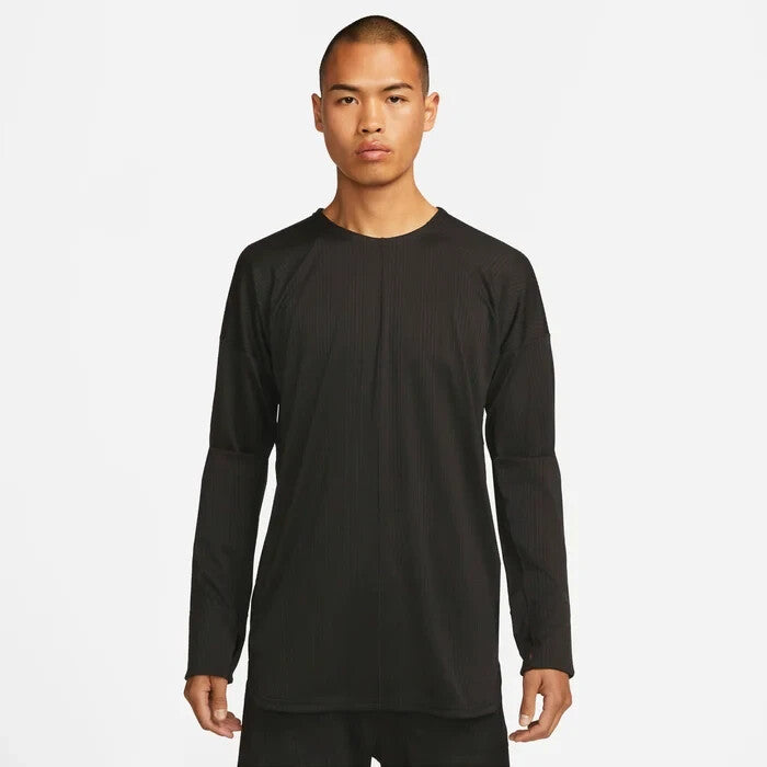Men's Nike Yoga Top Black Striped Dri-Fit Thumbhole Raglan Sleeve SRT75