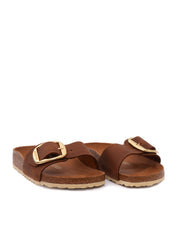 Cognac Madrid Oiled Leather Slide Sandal