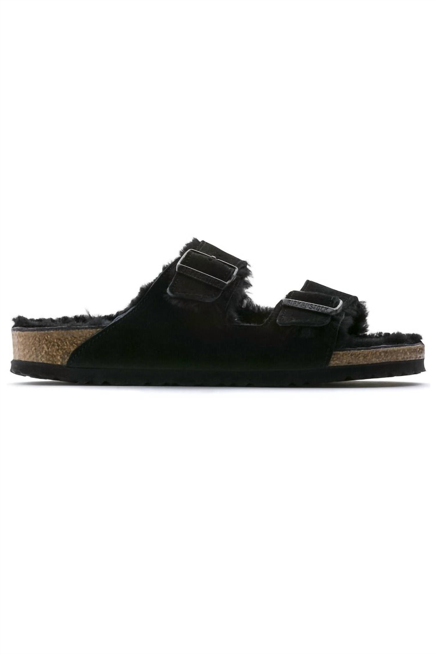 Unisex Arizona Shearling Suede Sandals In Black