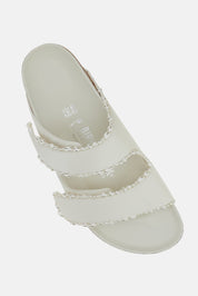 Ivory Satin Arizona Sandals with Pearl Detailing