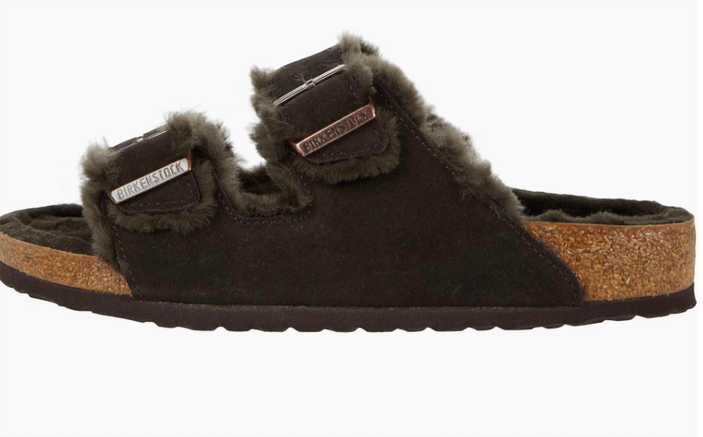 Women's Arizona Shearling Sandals - Narrow In Mocha