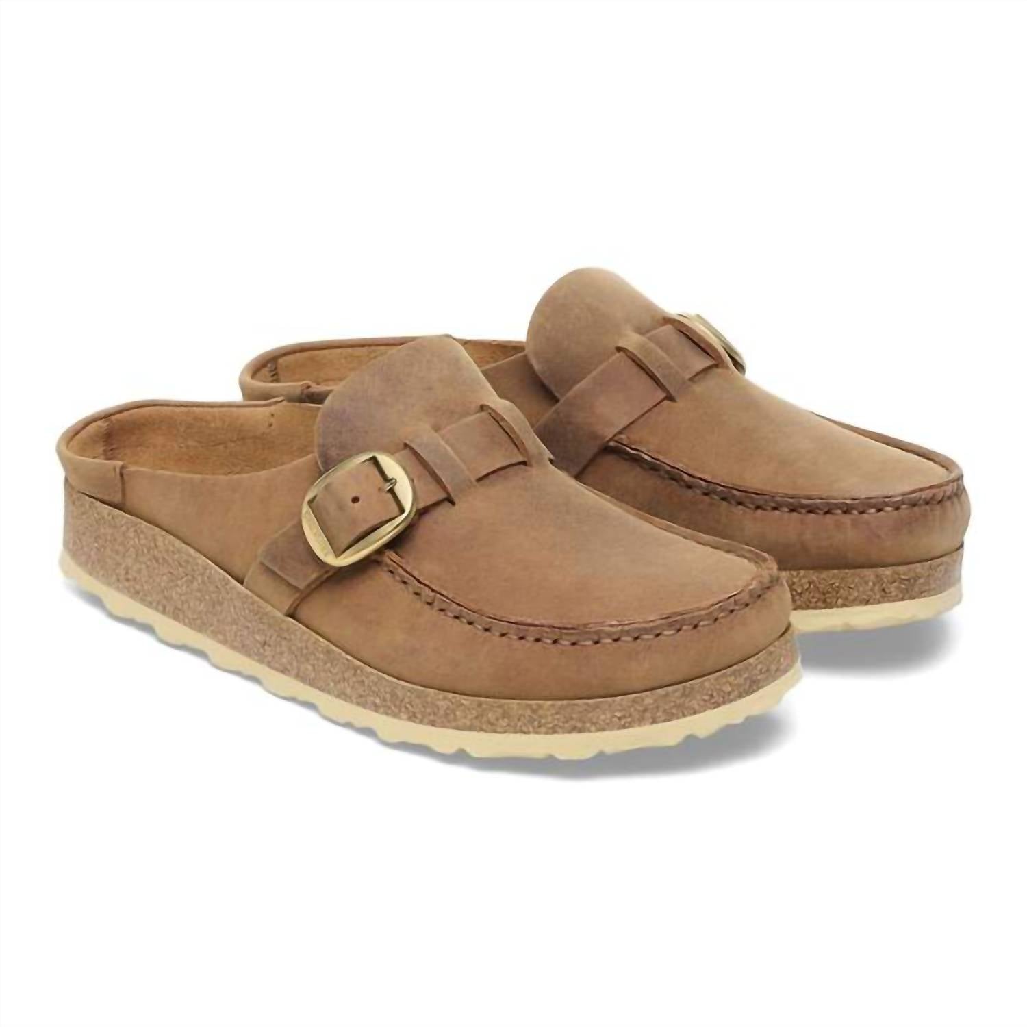 Unisex Buckley Natural Leather Oiled Clogs In Cognac