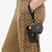 Coach Outlet Wristlet And Heart Pouch In Signature Canvas With Charm