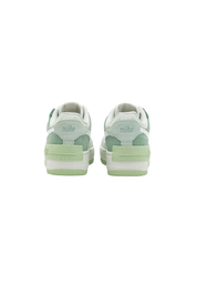 Layered White Sneaker with Pastel Green Accents