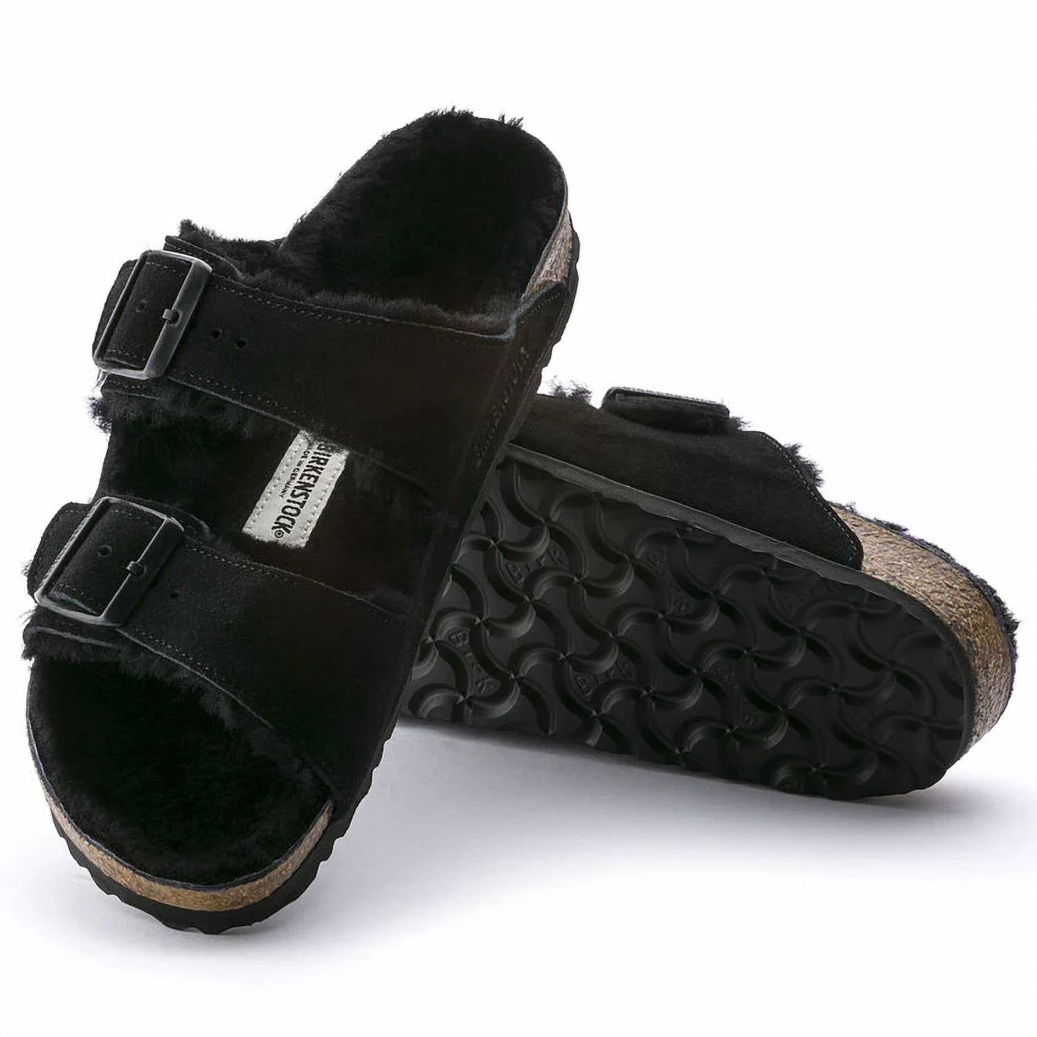 Women's Arizona Suede Sandals In Black/black Shearling