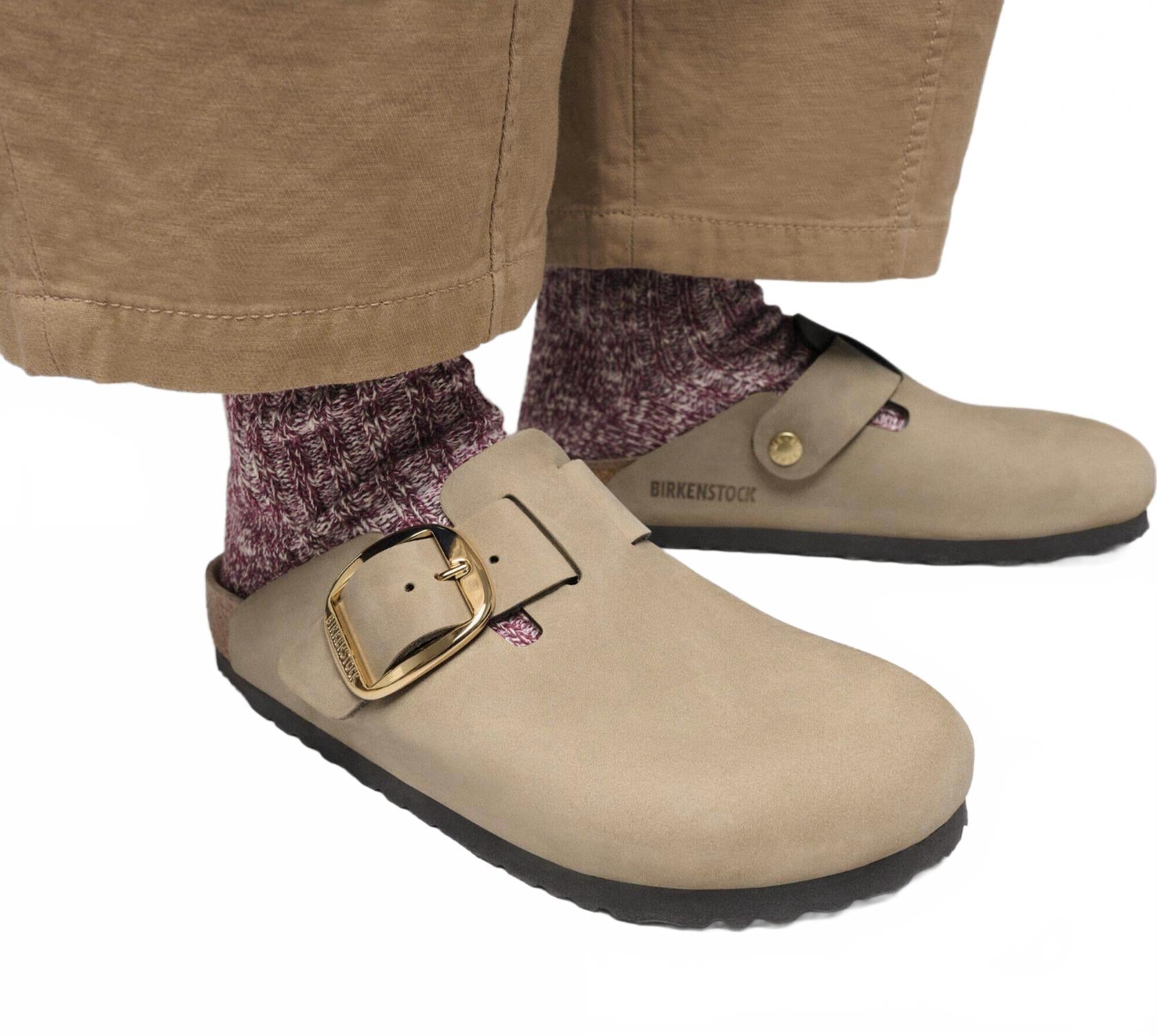 Women's Boston Big Buckle Oiled Leather Slippers In Brown Brown