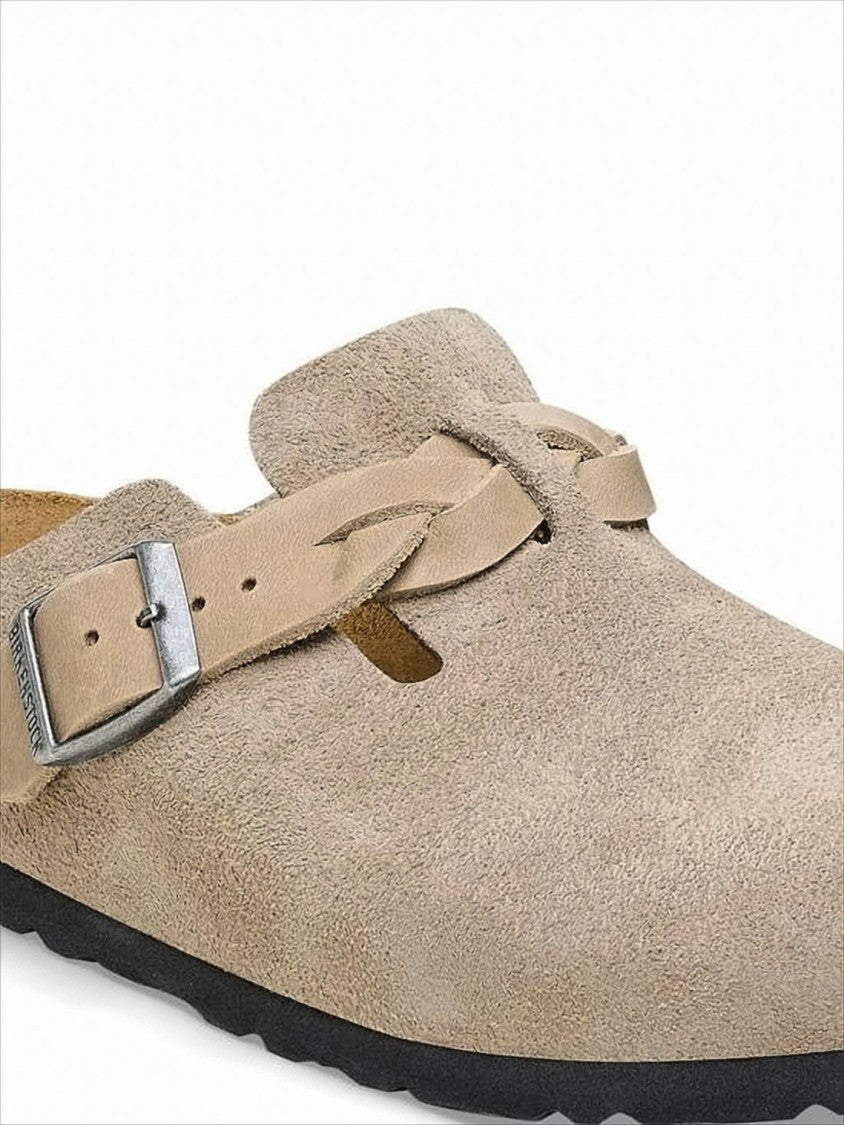 Soft Suede Mule with Adjustable Leather Strap