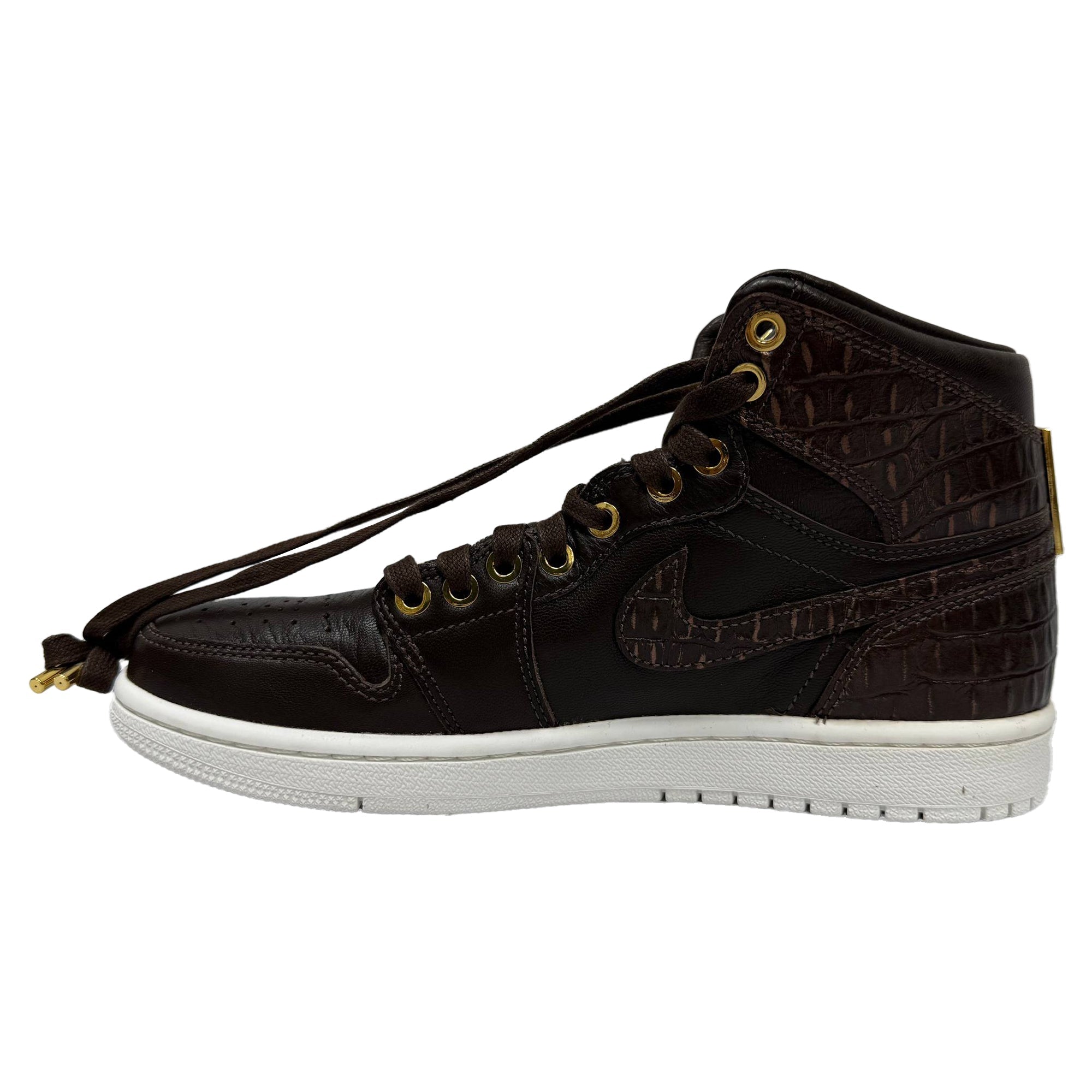 Nike Air Jordan 1 Retro High Croc Embossed OG Pinnacle Sneakers in Brown Leather