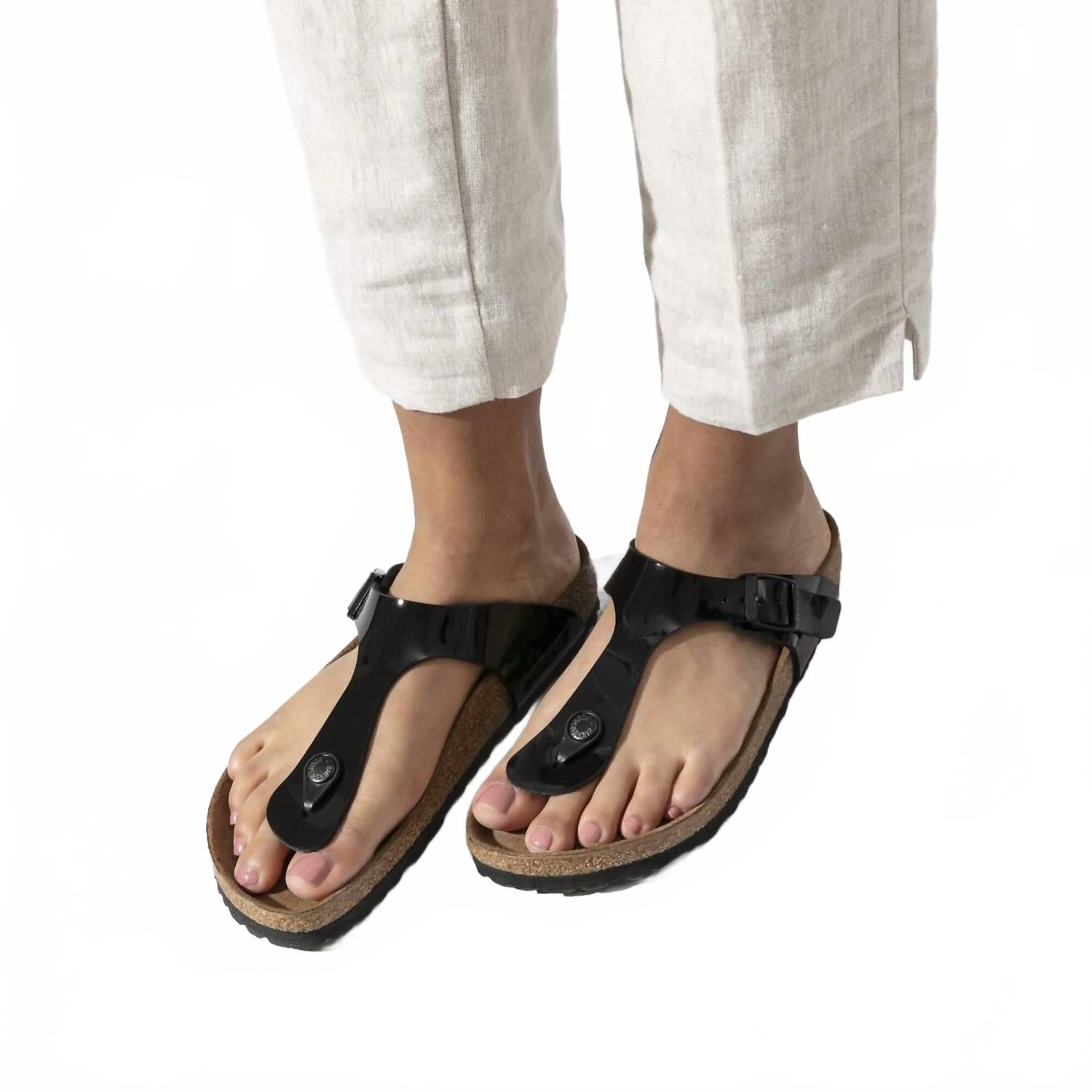 Women's Gizeh Sandals In Black Patent