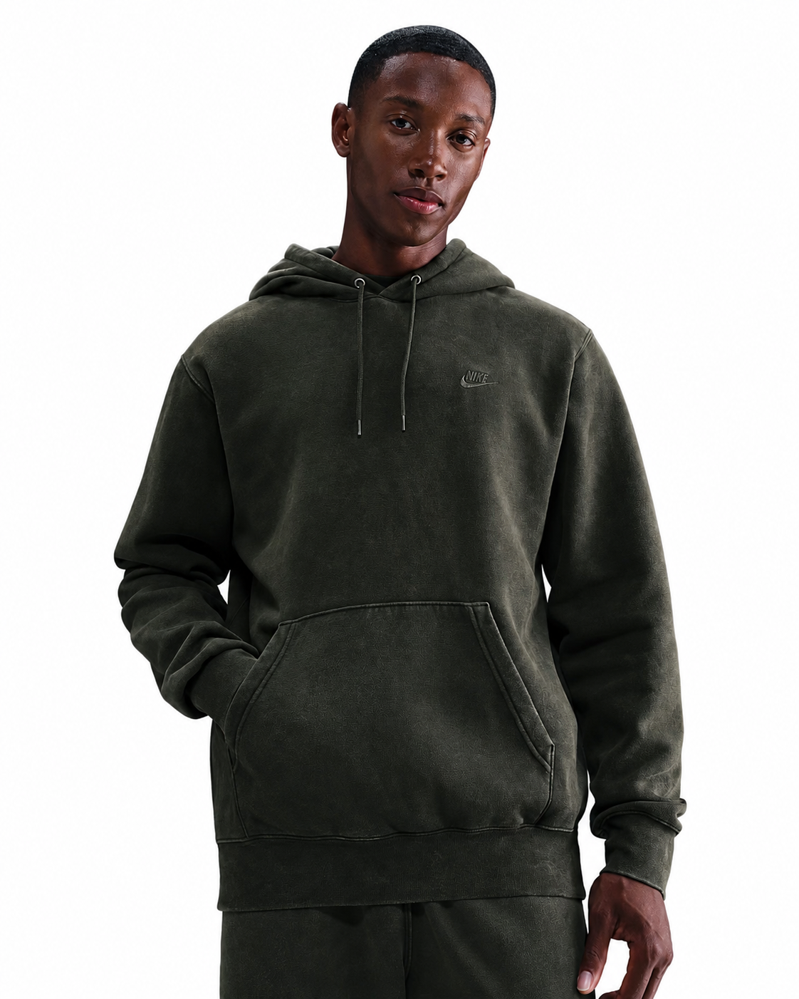 Men's Nike Sportswear Club Washed Fleece Hoodie Sequoia/Sequoia IQ1219-355