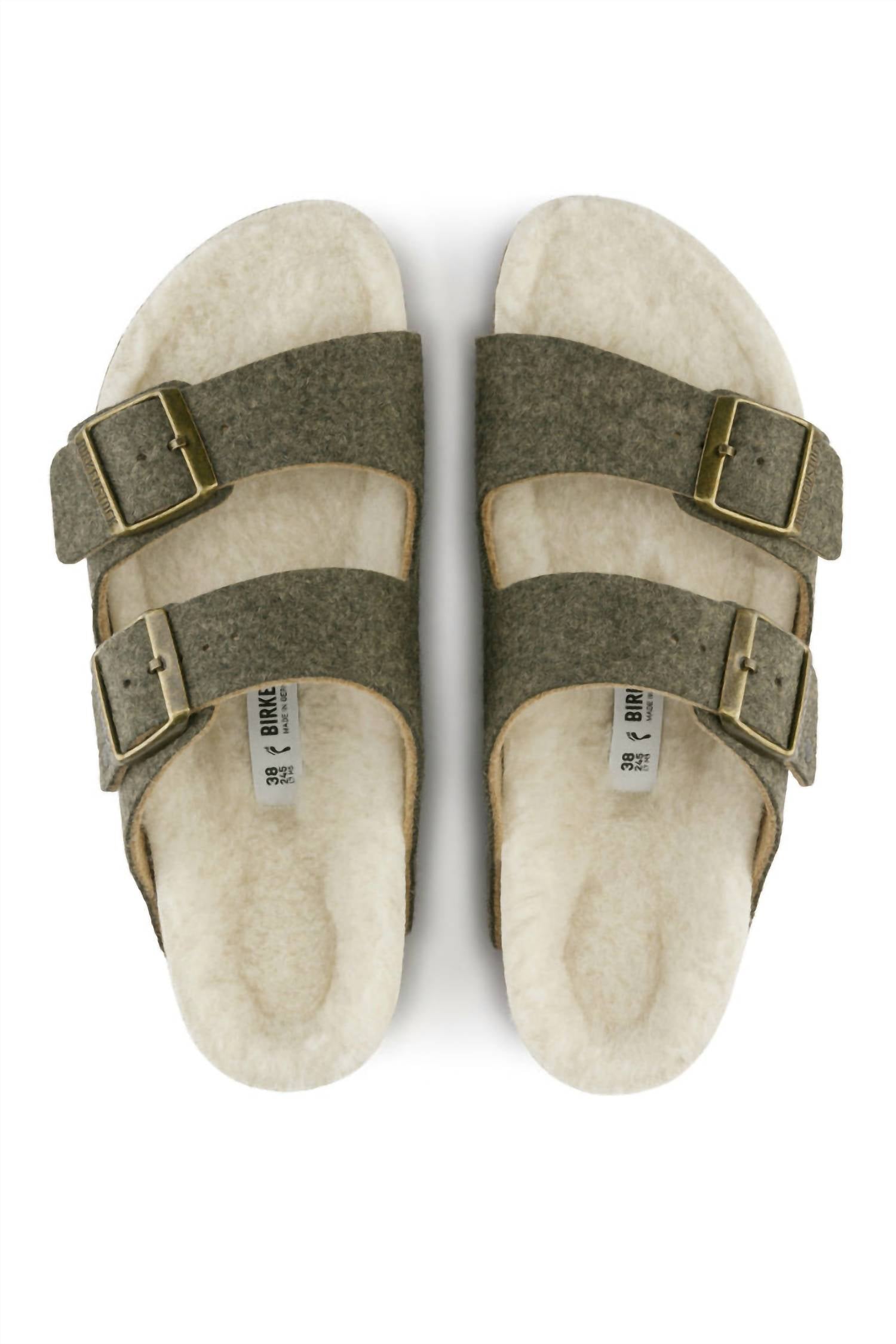 Unisex Arizona Rivet Wool Felt Narrow Sandals In Khaki
