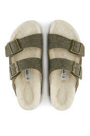 Unisex Arizona Rivet Wool Felt Narrow Sandals In Khaki