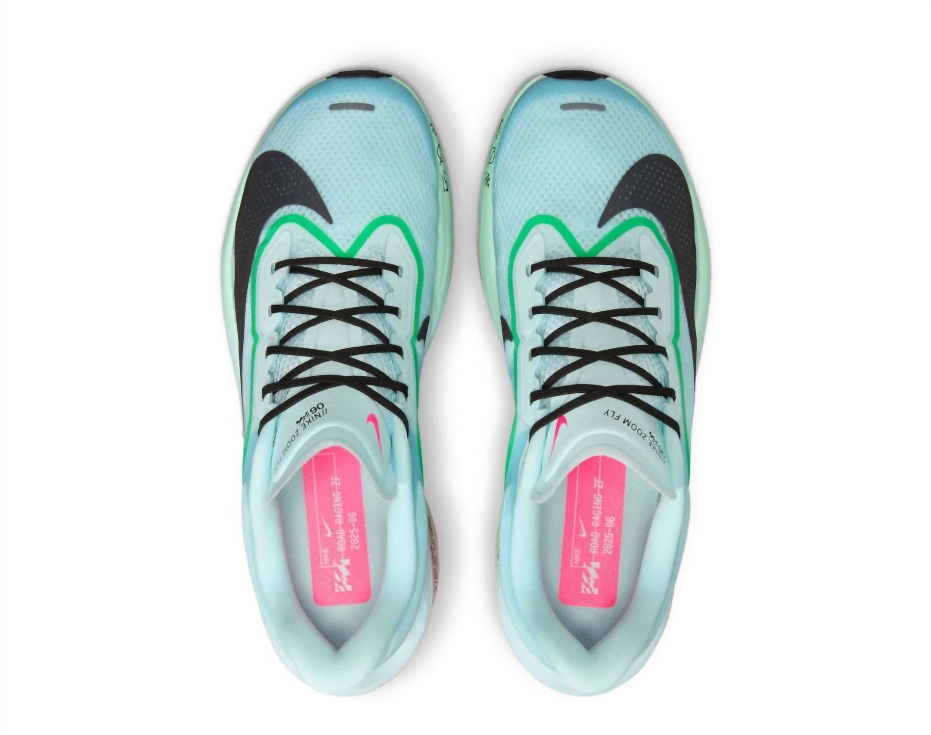 Men's Zoom Fly 6 Running Shoes In Glacier Ice/black-Hyper Pink-Green Shock