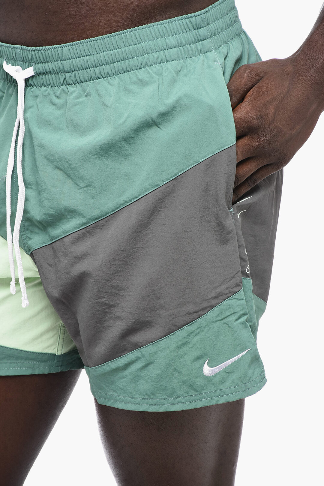 Color Block Boxer Swim Shorts with 2 Pockets