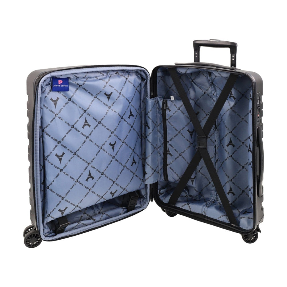 3pc Pierre Cardin 4 Wheel Hard-Shell Suitcase Travel Luggage Set Black