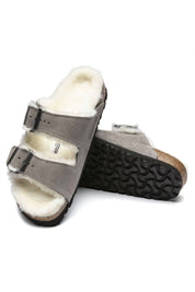 Unisex Arizona Fur Sandals In Stone Coin