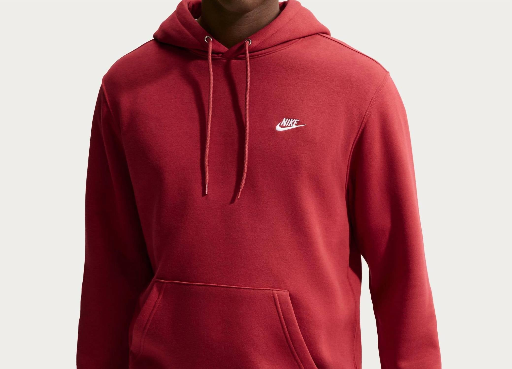 Men's Club Fleece Pull Over Hoodie In Crimson/white