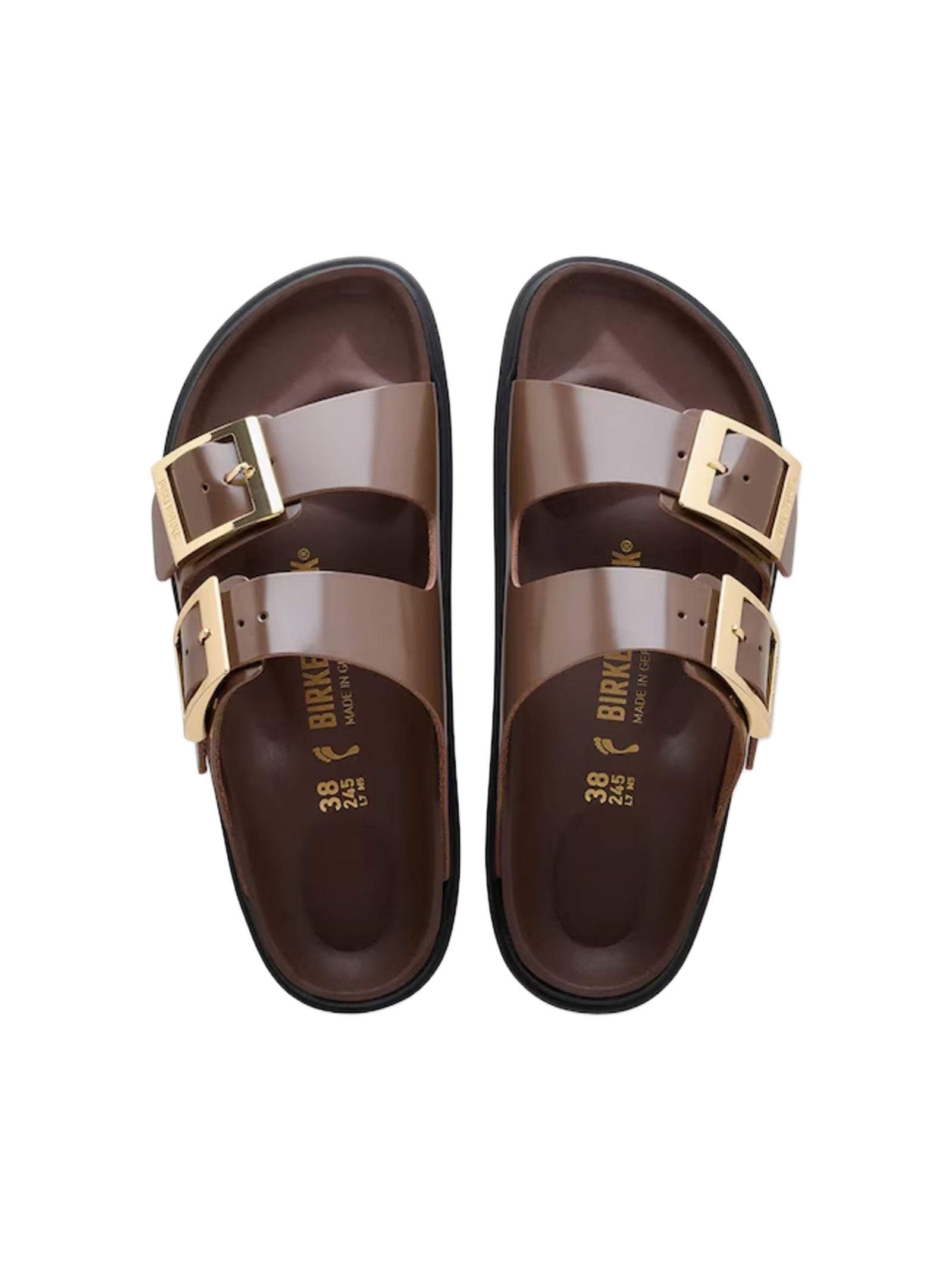 Brown Sandals With Gold-Tone Buckles And Contoured Footbed