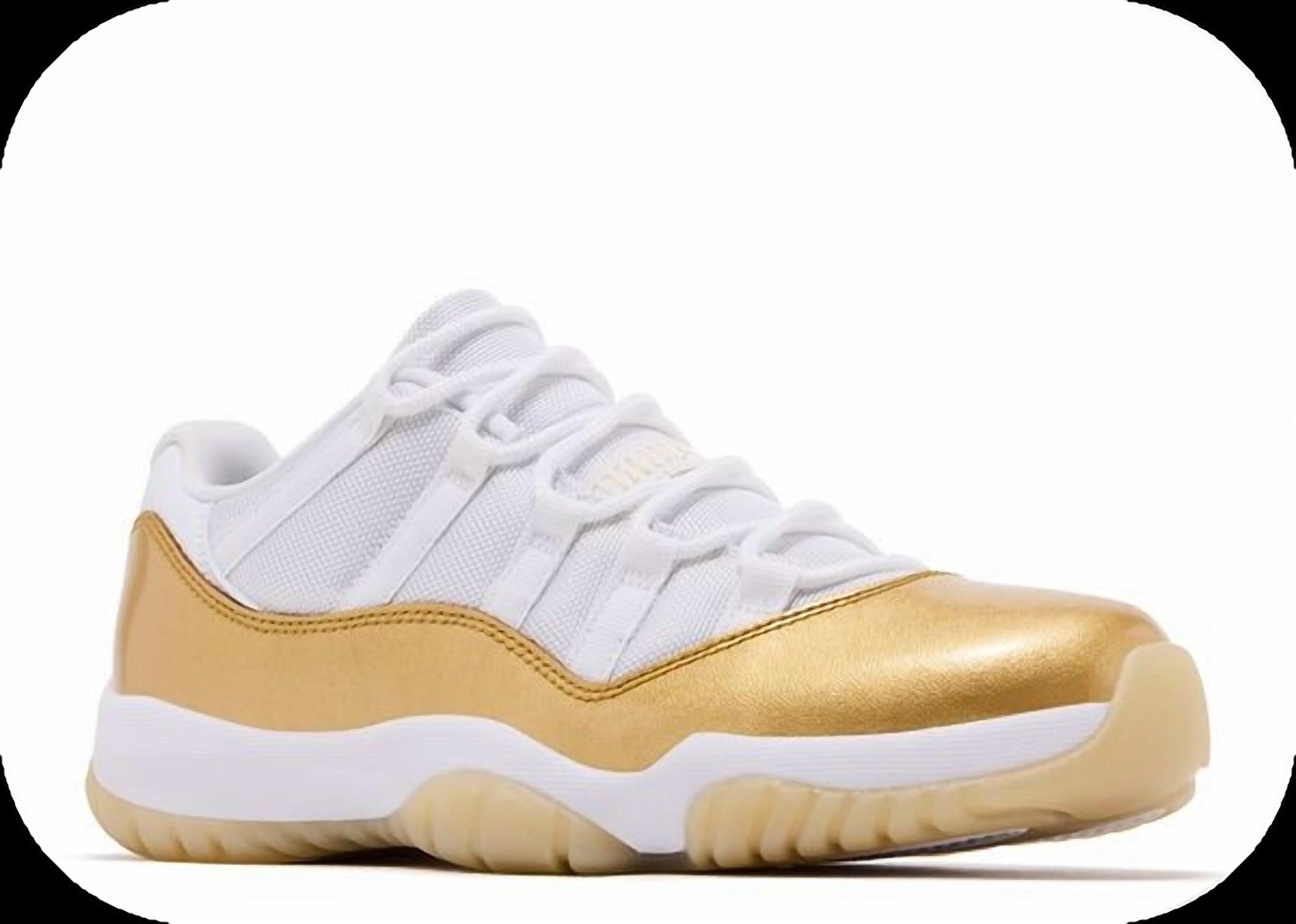 Women's Air Jordan 11 Retro Low Shoes In White/metallic Gold-Team Gold