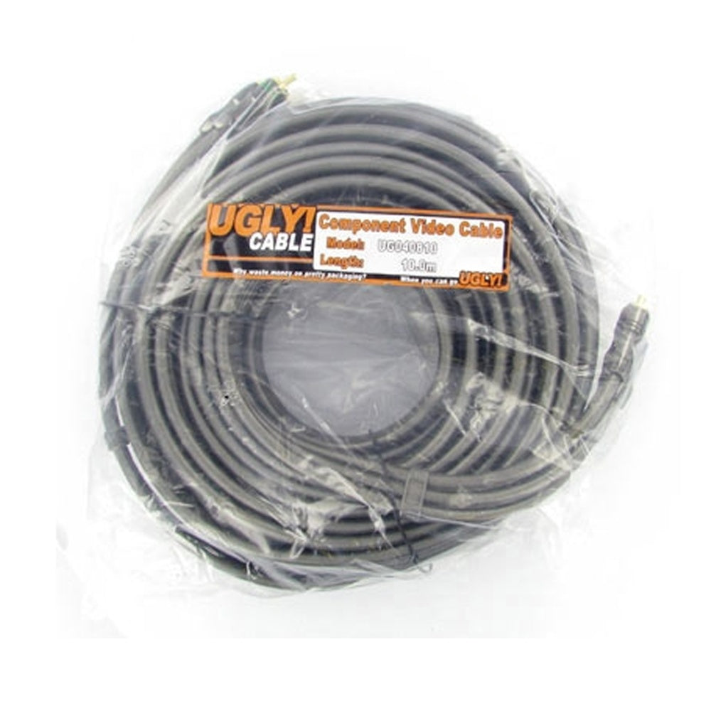 10m Ugly Premium Component RGB Video Cable 3 RCA 75 Ohm Shielded OFC Gold Plated