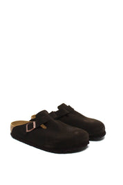 Unisex Suede Soft Footbed Narrow Clogs In Mocha