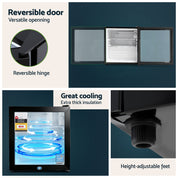 Devanti 40L Bar Fridge Glass Door Mini Fridge Countertop Cooler Black