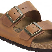 Unisex Arizona Oiled Leather Sandal In Cognac