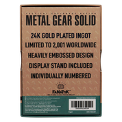Fanattik Limited Edition Metal Gear Solid 2 24k Gold Plated Snake Ingot