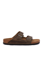 Khaki Arizona Oiled Leather Slide Sandal